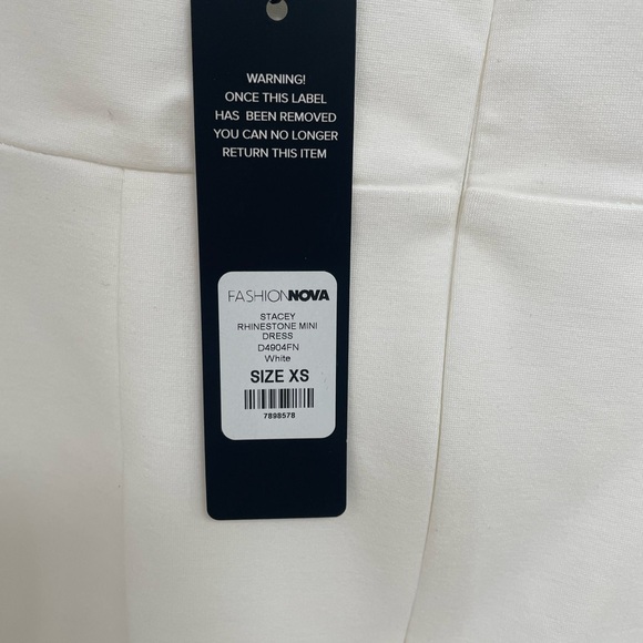 White Mini Dress with Rhinestone Strap - Picture 6 of 7